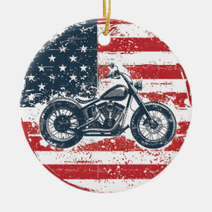 Frihetsbrott: Motorcykel i Retro och amerikansk Fl Julgransprydnad Keramik