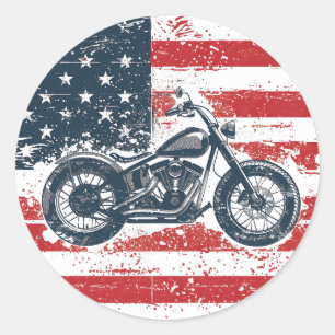 Frihetsbrott: Motorcykel i Retro och amerikansk Fl Runt Klistermärke