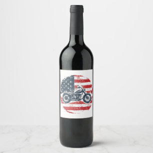 Frihetsbrott: Motorcykel i Retro och amerikansk Fl Vinflaska Etikett