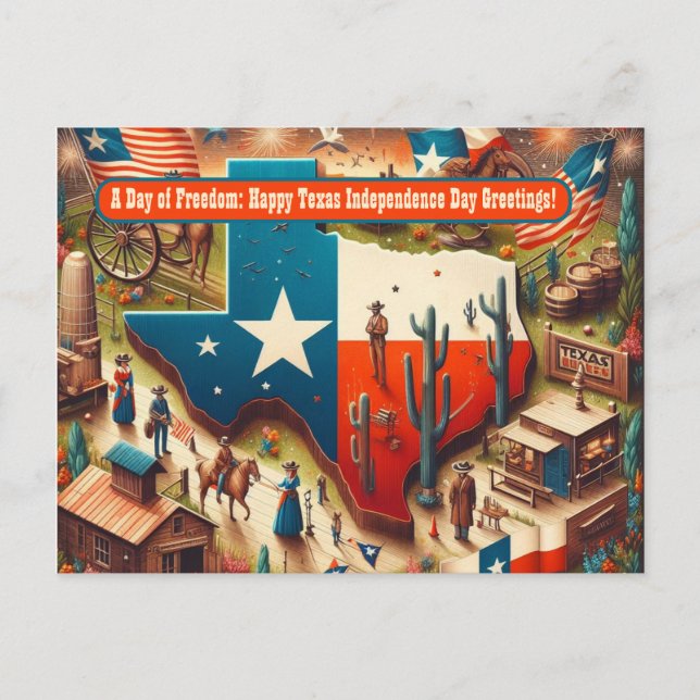 Frihetsdagen Texas Independence day Hälsning Vykort (Framsida)