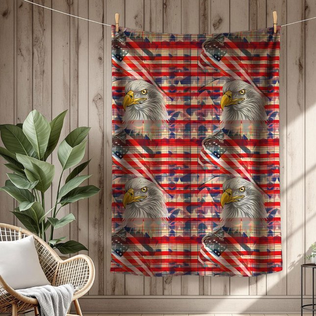 Frihetsfilt Örn och Flagga för Självständighet Fleecefilt (Freedom Blanket Eagle and Flag for Independence)