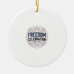 Frihetsfirande 4 juli Patriotisk skjortdesign Julgransprydnad Keramik