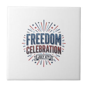 Frihetsfirande 4 juli Patriotisk skjortdesign Kakelplatta