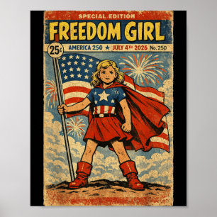 Frihetsflicka Amerika 250 4 juli 2026 Retroserieti Poster