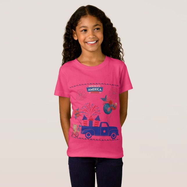 Frihetsfyrverkeridrömmar het rosa t shirt (Hel framsida)