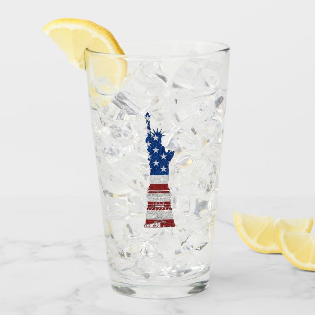 Frihetsgudinnan 4:e Juli Glitter Glaskopp (Framsida Ice)