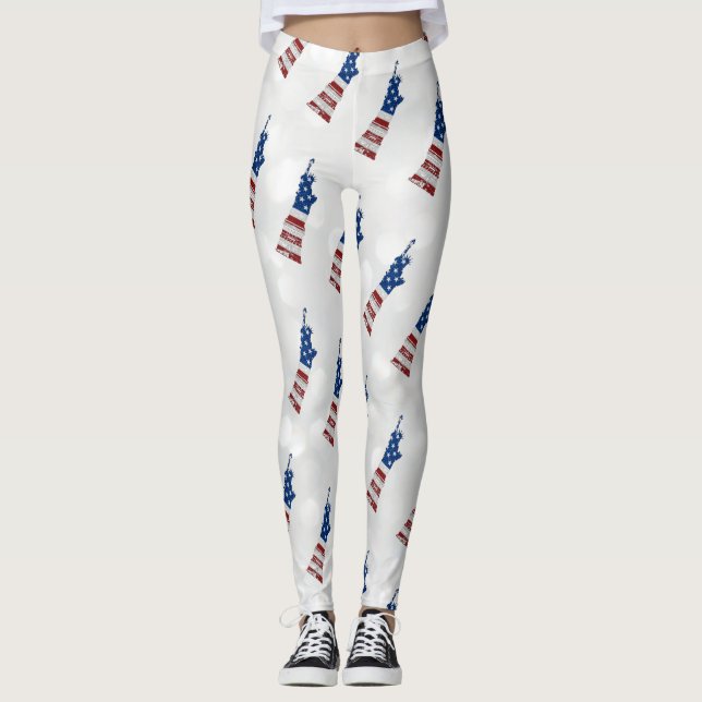 Frihetsgudinnan 4:e Juli Glitter Leggings (Framsida)