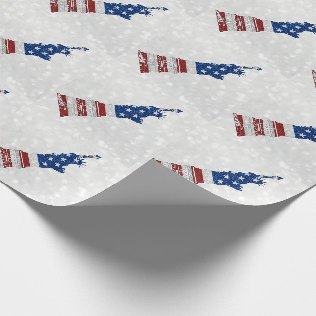 Frihetsgudinnan 4:e Juli Glitter Presentpapper (Hörn)