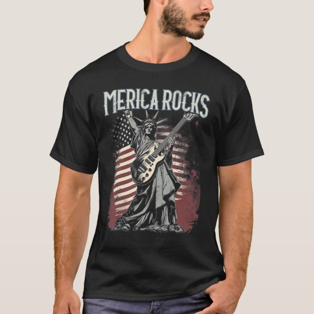 Frihetsgudinnan 4 juli Land Sten Mus T Shirt (Framsida)
