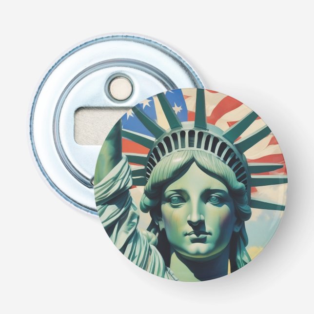 Frihetsgudinnan & American Flagga Art New York Flasköppnare (Framsidan)