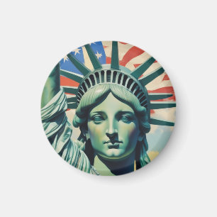 Frihetsgudinnan & American Flagga Art New York Magnet
