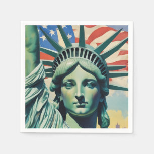 Frihetsgudinnan & American Flagga Art New York Pappersservett