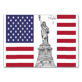 Frihetsgudinnan American Flagga Bord Card Bordsnummer