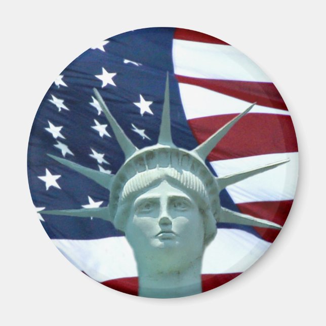 Frihetsgudinnan American flagga Magnet (Framsidan)