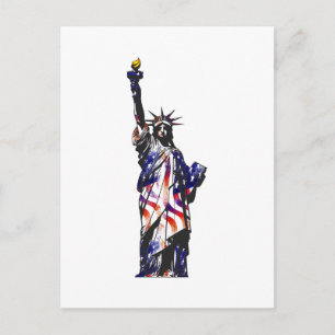 frihetsgudinnan American USA National Flagga Indep Vykort