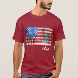 Frihetsgudinnan, amerikansk Flagga och soldat T Shirt