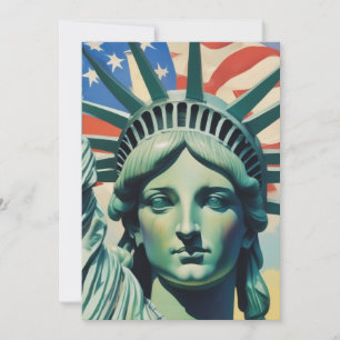 Frihetsgudinnan & amerikanska flaggans konst New Y Julkort