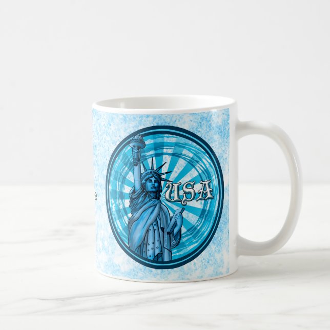 Frihetsgudinnan Blå USA Kaffemugg (Höger)