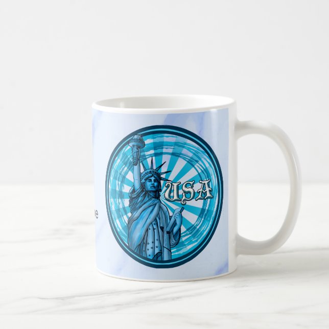 Frihetsgudinnan Blå USA Kaffemugg (Höger)