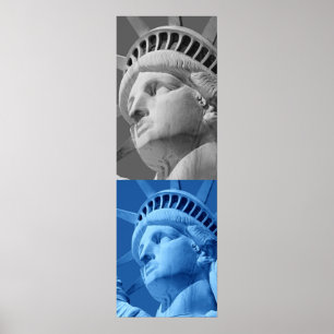 Frihetsgudinnan Blue Grått Pop Art Poster Skriv ut