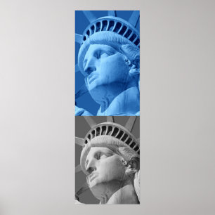 Frihetsgudinnan Blue Grått Pop Art Poster Skriv ut