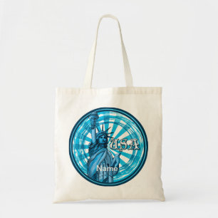 Frihetsgudinnan Blue USA Tote Bag Tygkasse