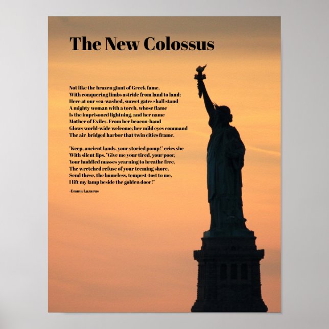 Frihetsgudinnan Dikt, New Colossus Poster (Framsidan)