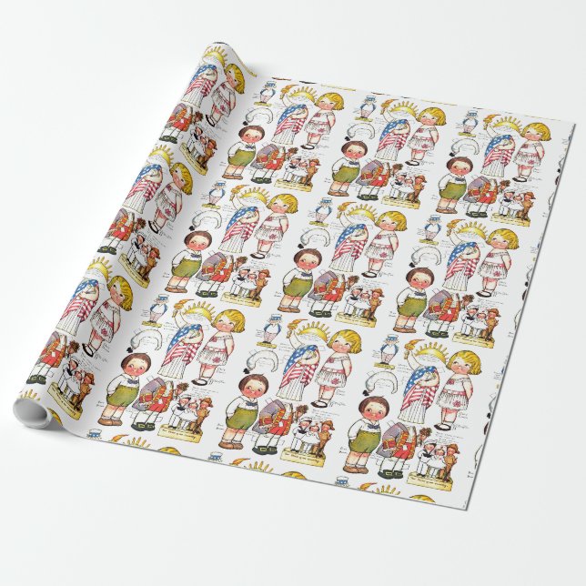Frihetsgudinnan Farbror Sam George Washington Dock Presentpapper (Utrullad)