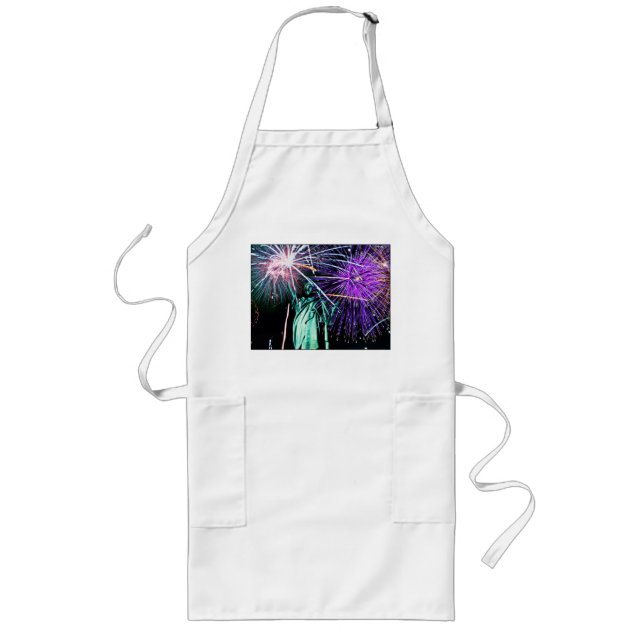 Frihetsgudinnan- Fireworks Apron Långt Förkläde (Framsidan)