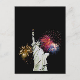 Frihetsgudinnan - Fireworks-bakgrund Vykort