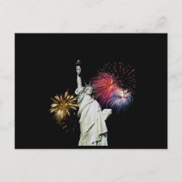 Frihetsgudinnan - Fireworks-bakgrund Vykort