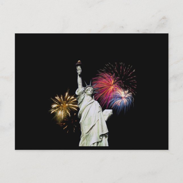 Frihetsgudinnan - Fireworks-bakgrund Vykort (Framsida)
