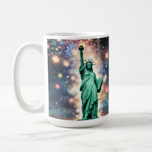 Frihetsgudinnan Fireworks Independence day Kaffemugg