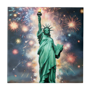 Frihetsgudinnan Fireworks Independence day Kakelplatta