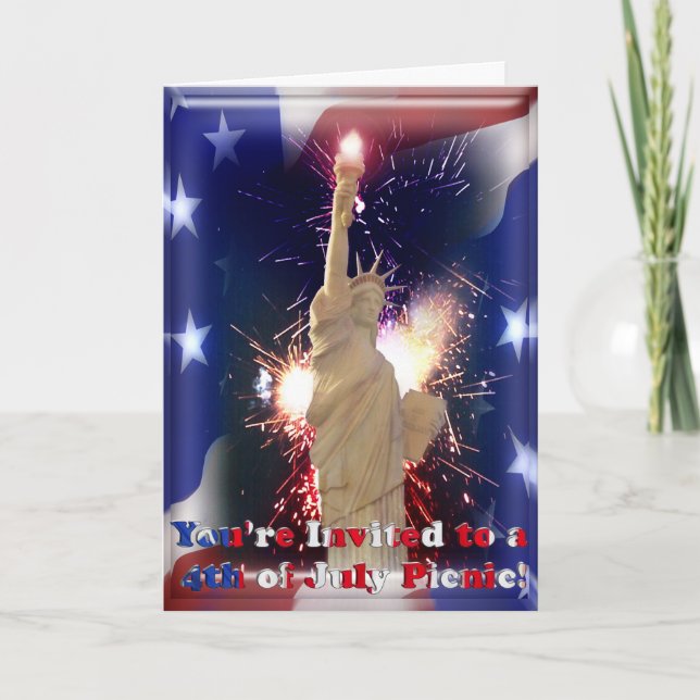 Frihetsgudinnan, Fireworks och amerikansk Flagga Inbjudan (Framsida)