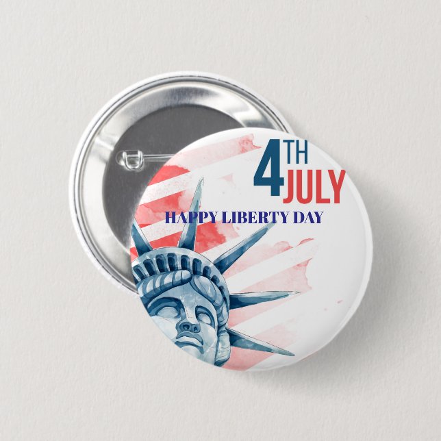 Frihetsgudinnan Fjärde juli-Anpassningsbarna Knapp (Framsida & baksida)