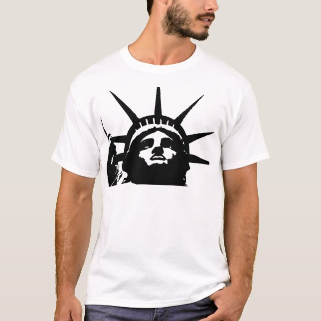 Frihetsgudinnan för svartvit popup-bild tee (Framsida)