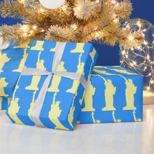Frihetsgudinnan Freedom Elegant Blue och Gult Presentpapper