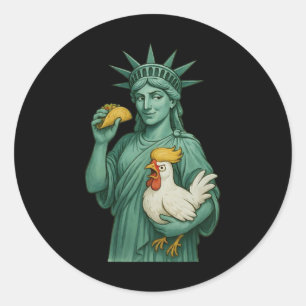 Frihetsgudinnan Funny Patriotic Låt oss Taco 1 Runt Klistermärke