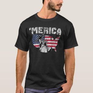 Frihetsgudinnan Holding A Gun - Merica Red White T Shirt