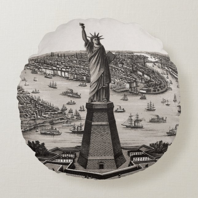 Frihetsgudinnan i den New York hamnen Rund Kudde (Framsidan)