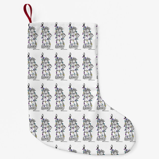 Frihetsgudinnan Lila NYC New York Hanukkah Liten Julstrumpa (Framsidan)