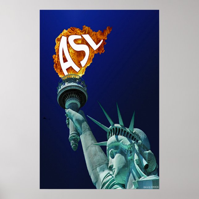 Frihetsgudinnan Ljus Hennes båge för ASL Poster (Framsidan)