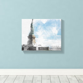 Frihetsgudinnan Manhattan Skyline Canvas Wall