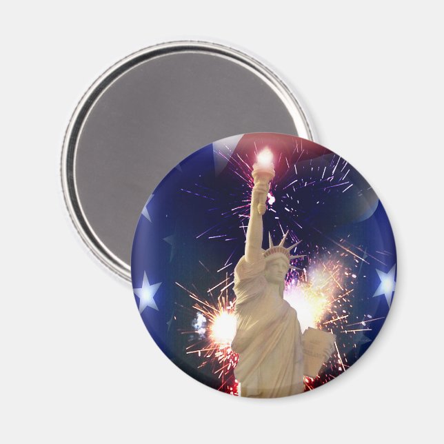 Frihetsgudinnan med 4:e juli-fyrverkerier  magnet (Front/Back)