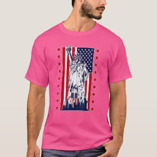 Frihetsgudinnan med den amerikanska Flagga T Shirt