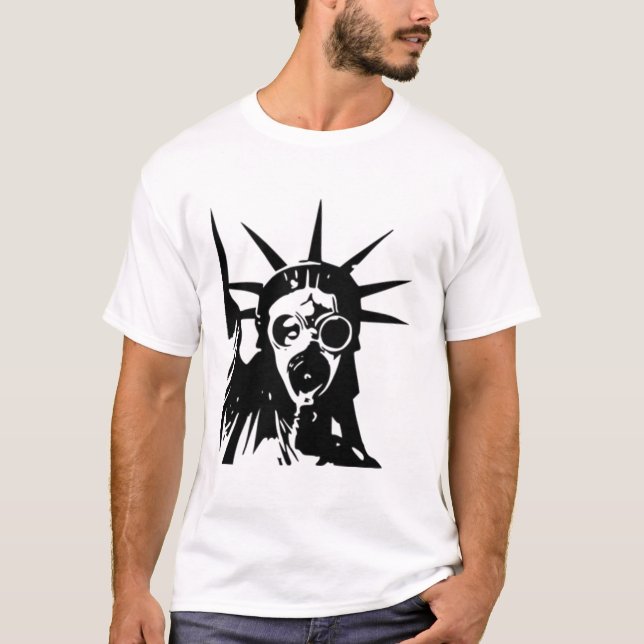 Frihetsgudinnan med gasmask t shirt (Framsida)