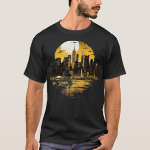 Frihetsgudinnan N i New York City Downtown Skyline T Shirt