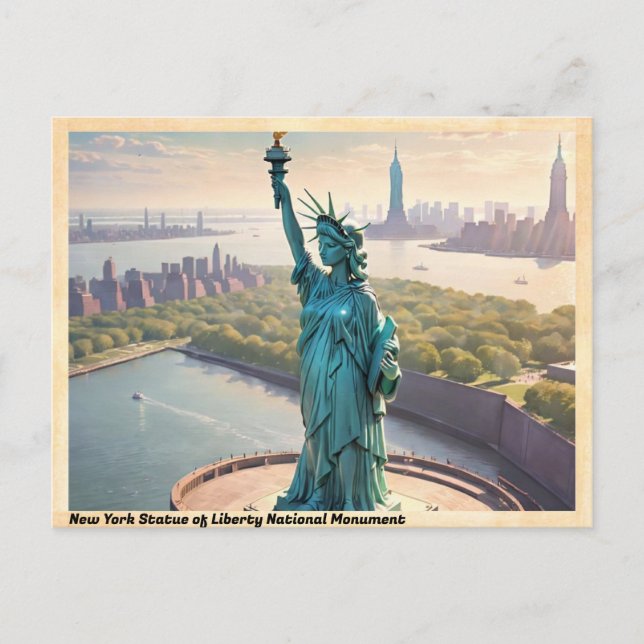 Frihetsgudinnan National Monument NYC Vintage Vykort (Framsida)