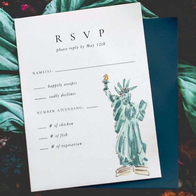Frihetsgudinnan New York City Bröllop RSVP OSA Kort (Skapare uppladdad)